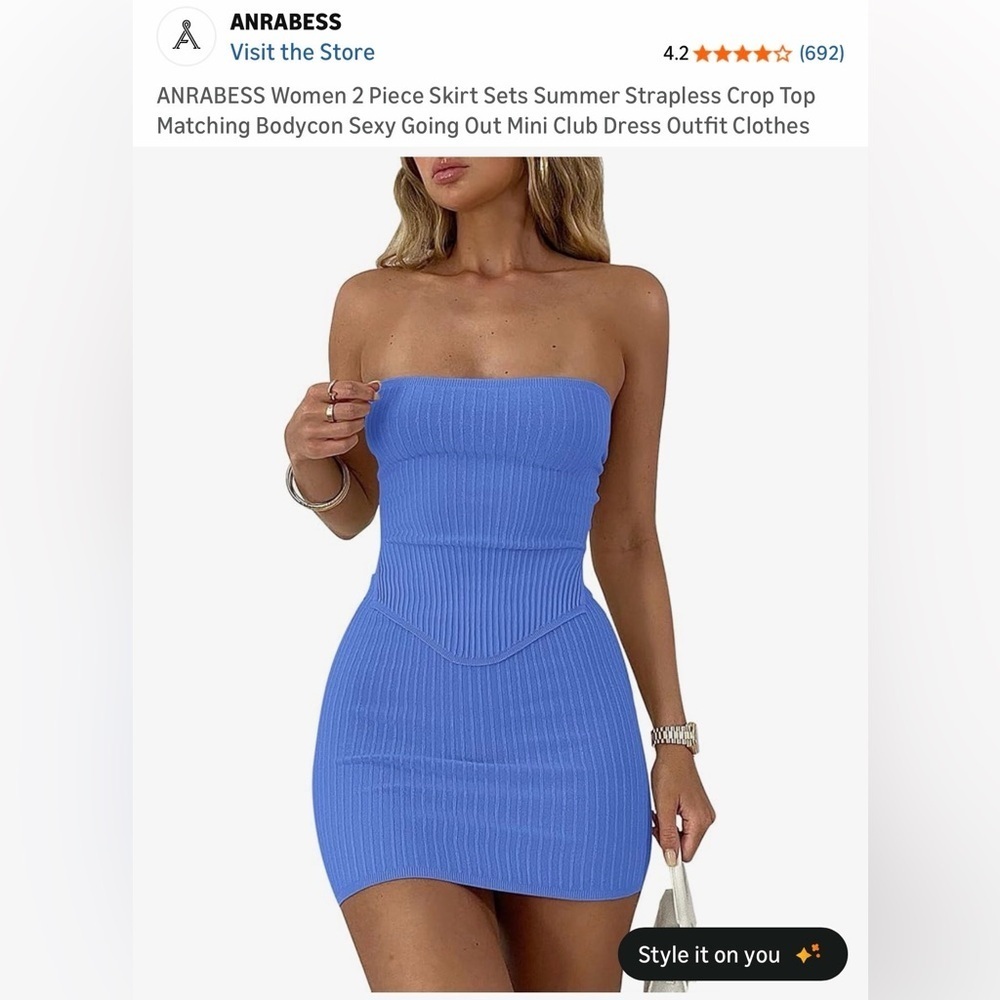 Amazon Women's Strapless Blue Set